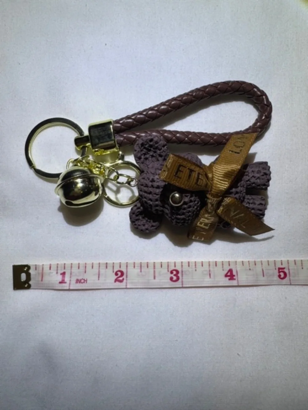 Love Is Eternal Brown Keychain Purse Charm